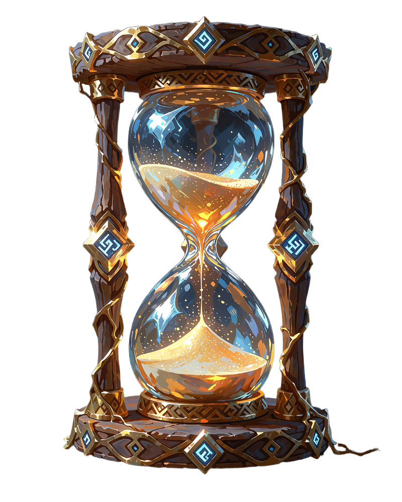 Udsk&aring;ret tr&aelig;-timeglas med gyldne r&oslash;dder og gl&oslash;dende gylden sand - symbol p&aring; pauser og ansvarligt spil